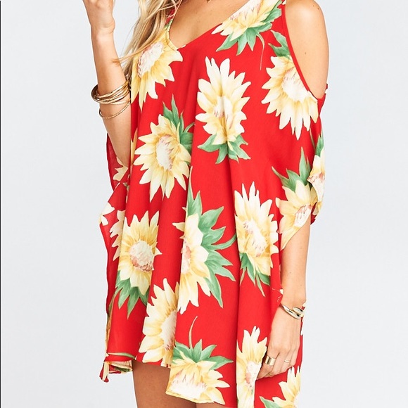 NWT Show Me Your Mumu red Sunflower Peta-boo tunic - Picture 1 of 3